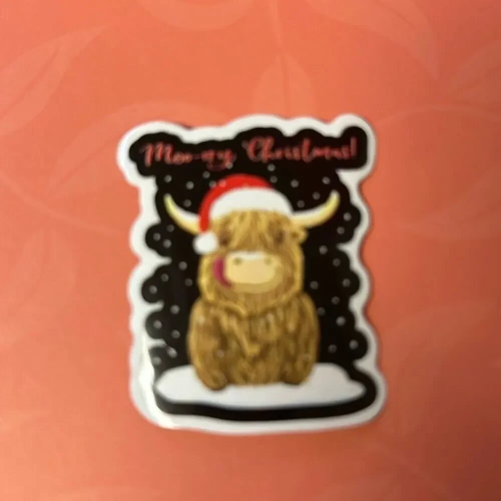Highland Cow Sticker Moo-rry Christmas
